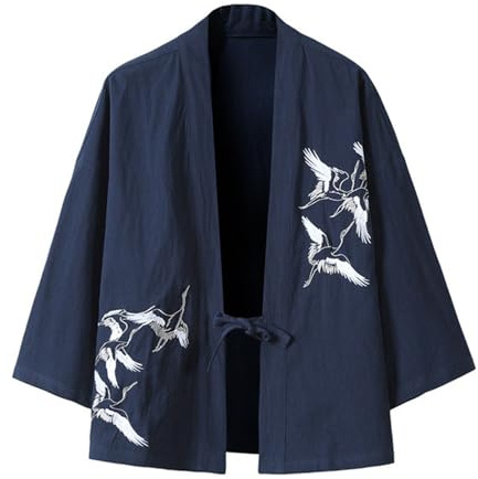 Kluantou Kimono para hombre Ropa tradicional Cárdigan masculino Noragi Chaqueta Yukata Abrigo Haori Chaqueta de verano Estilo Japonés Cardigan Manga Corta Camisas Frente Abierto Tops holgados