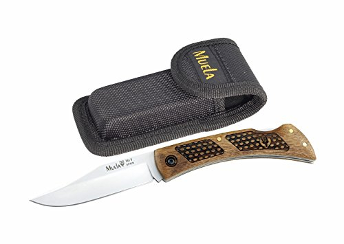 Muela Messer BT Nussbaumholz Griff mit Klinge Verriegelung 9 cm, Gesamtgröße 19 cm + Mehrzweck-Geschenkkarte