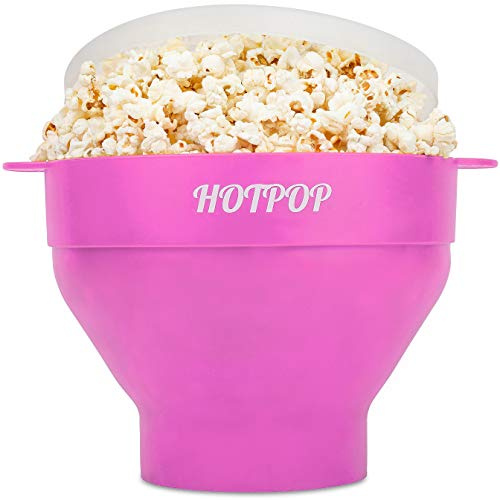 Hotpop Mikrowellen-Popcorn-Druckknopf aus Silikon, faltbar, BPA-frei und spülmaschinenfest, 20 Farben erhältlich (Rosa)