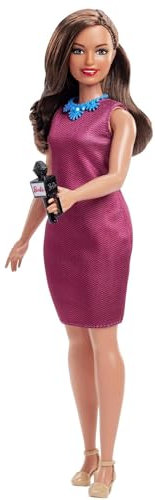 Barbie News Anchor Doll, Brunette Curvy Doll with Microphone