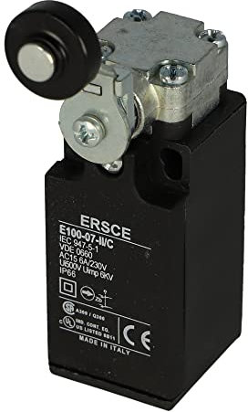 E100-07-II/C | ERSCE LIMIT SWITCH, THERMOPLASTIC, 2NC, SLOW ACTION, ROLLER, PG13.5 CABLE ENTRY