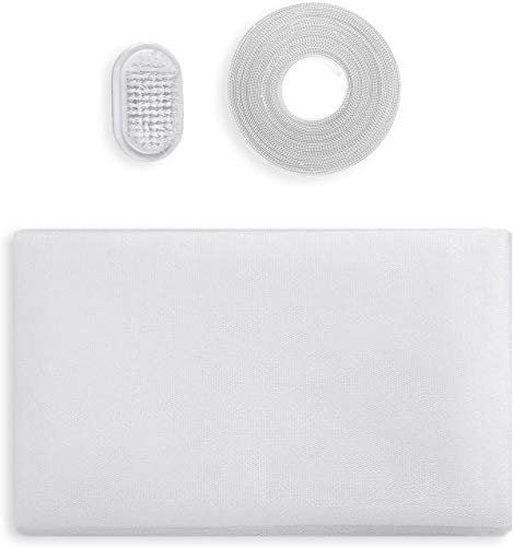 Window Fly Screen 130x150CM Window Insect Screen Insect Mesh Adjustable Mosquito Net for Windows Removable Bug Protector Kit Include Upgraded Self Adhesive Tape Pressing Tool, White