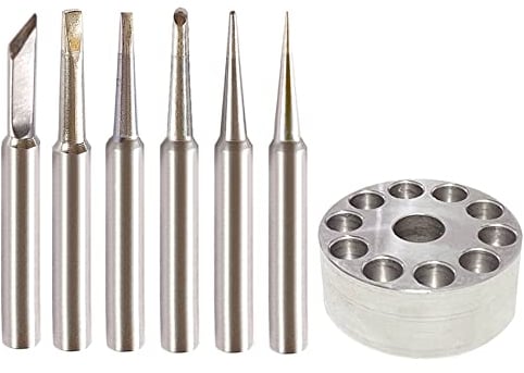 ShineNow ST Soldering Tips for Weller WLC100 SP40 SP40N WP25 WP30 WP35 6pcs Combo with a Metal Tip Holder