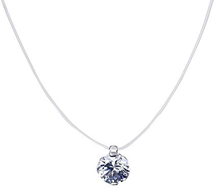 Collana da donna con filo di nylon trasparente, decorazione clavicola, 40 cm, confezione da 1
