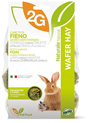 2G Pet Food Wafer Hay Snack per Conigli e roditori Fieno Croccante Naturale Salutare, Leggero e Digeribile Made in Italy Senza Conservanti Formato 350g