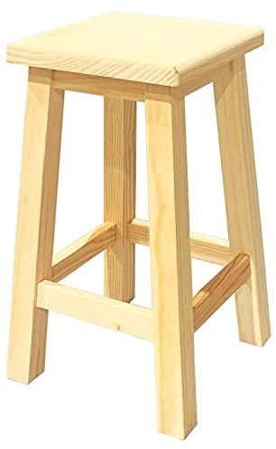 Acan Tradineur - Taburete de Madera Cuadrado 49 x 29,5 x 29,5 cm, banqueta de Madera con reposapiés para Bar, Restaurante, Cocina, hogar