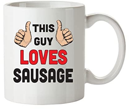 FoxyPrinting This Guy Loves Sausage Personalised Adult Office Mug