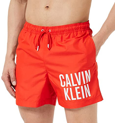 Calvin Klein Short De Bain Homme Medium Drawstring Long, Rouge (Cajun Red), S