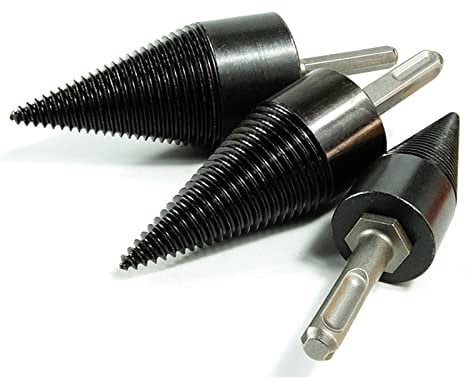 Holzspalter Schraube Kegel, 42mm Brennholzbohrer aus Kohlenstoffstahl mit 3 Schäften, Hochgeschwindigkeits Holzspalter-Bohrer-Set für Präzises & Schnelles Spalter für Holz