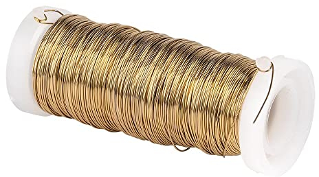 Ideen mit Herz Alambre de metal | 0,30 mm de diámetro | 50 m de largo | alambre de hierro cromado | lacado de colores | ideal para manualidades de joyas | dorado