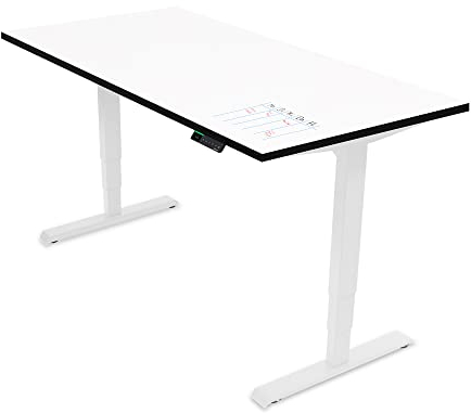 Ergotopia Desktopia Draw höhenverstellbarer Schreibtisch mit Whiteboard Platte - Beschreibbarer Schreibtisch höhenverstellbar mit OLED Display & Smarter Erinnerungsfunktion