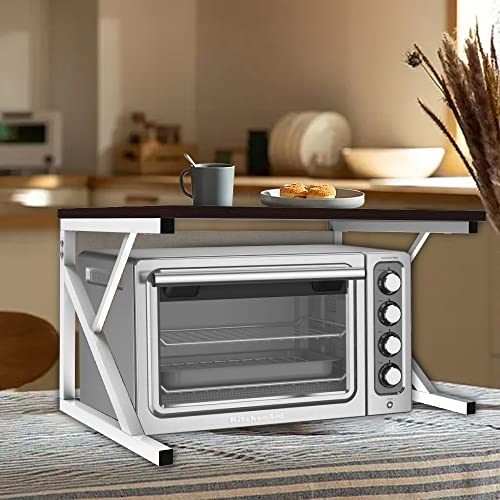2 Capas de Hierro y Acero Leñoso del Sostén de la mesa de Cocina Para Horno de Microondas y Aprador y Estante de Impresa-57 * 38 * 38 cm z blanco