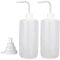 Hyber&Cara 2 Pcs Safety Wash Bottle 500ml Plastic Squeeze Bottle for Lab, Plant Watering, Tattoo Wash, Bonus A Silicone Funnel