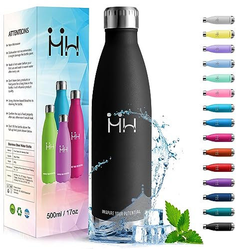 HoneyHolly Borraccia Termica, Doppia Parete Bottiglia Acqua in Acciaio Inox - 500ML - Senza BPA, Antigoccia, per Palestra, Scuola, Sport, Ufficio