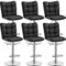 Yaheetech 6er Set Barhocker Barstühle 360°Drehbar Küchenstühle mit Rückenlehne und Fußstütze, Barstuhl PU-Kunstleder Sitzhöhe 62,5 cm - 83 cm für die Küche/Bar/Salon, Höhenverstellbar Schwarz