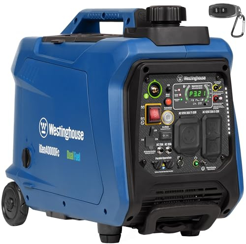 Westinghouse 4000 Peak Watt Super Quiet Dual Fuel Portable Inverter Generator, Remote Electric Start, Gas & Propane Powered, RV Ready, CO Sensor, Parallel Capable