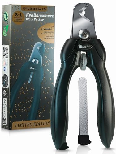 BluePet Coupe-Griffes pour Chien, Chat et Petits Animaux - Lime à Ongles intégrée - Coupe-Ongles Efficace (Petite à Grande Adjustable - Édition spécialeille)