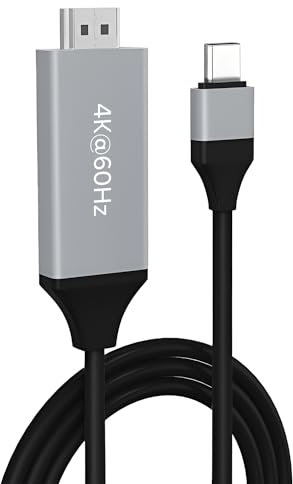 MMOBIEL Câble USB-C vers HDMI 2m - 4K@60Hz - Câble USB 3.1 Type-C vers HDMI - Adaptateur Thunderbolt 3 pour MacBook Pro/Air, iPhone 16/15, iPad Pro, iMac, Samsung Galaxy, Chromebook etc.