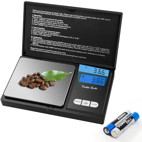 JOPHEK Bascula de Precision, Báscula Digitales de Precisión con Pantalla LCD Balanzas de Portátiles Función Tara Báscula de Joyería Bascula de Cocina para Cafe Ingredientes (200G/0,01G)
