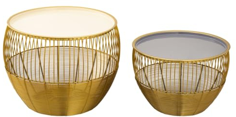Amago home Beistelltisch 2er Set Satztisch rund ø 49/41 H 37/29 cm Dekotische Sofatisch Glamira Couchtisch Gold