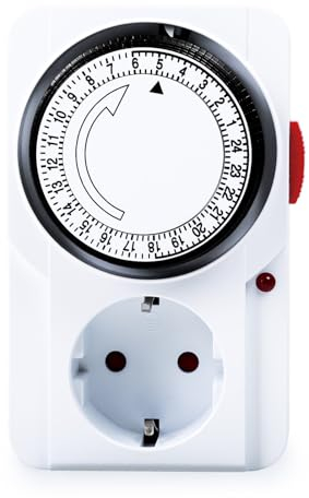 DEWIN Prise de Minuterie, Minuteur Prise Electrique Minuterie de Cycle de 24 Heures Prise de Synchronisation Minuterie Mécanique Programmable 16A AC 230V