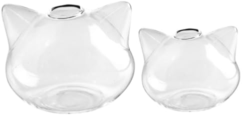 Yardenfun 2pièces Vase Verre Forme De Chat pour Décoration De Bureau Et Maison Conteneur Hydroponique pour Fleurs Fraîches Et Séchées Décor pour Chambre