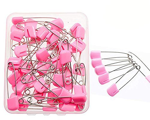 50PCS Kids Pins Plastic Head Baby Safety Pins Safety Hold Clip Locking Infant Cloth Diaper(Pink)
