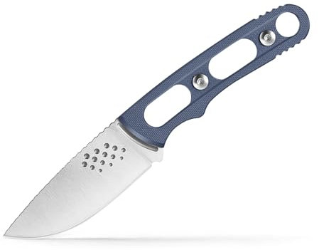YF SMART 7,24'' leichtes, kompaktes Messer mit feststehender Klinge und Rindslederscheide – ideal zum Häuten, Camping, Outdoor – EDC-Bushcraft-Messer mit feststehender Klinge (Blau)