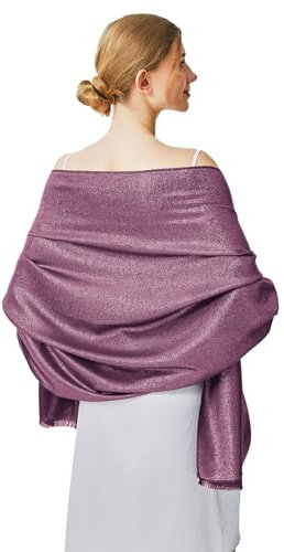 vimate Evening Shawls and Wraps for Evening Dress- Soft Plum Pashmina Shawl Wrap Scarf for Women Wedding (DE-Plum & Gold)
