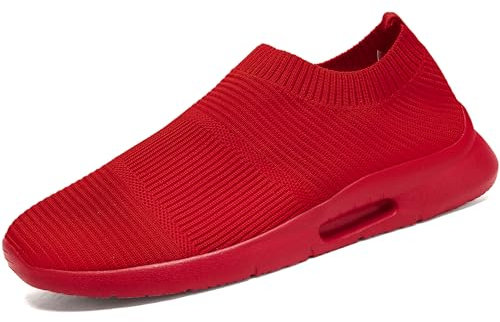 Oltyutc Sneaker Damen Slip On rutschfest Sneakers Trainer Sportschuhe Leichte Laufschuhe Schuhe Walking Ohne Schnürsenkel Turnschuhe Atmungsaktiv Freizeitschuhe Rot EU 44