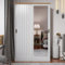 Galano Durban 2 Door Sliding Wardrobe with Mirror – Space-Saving & Stylish Bedroom Closet with Hanging Rail – Minimalist White/Oak Wardrobe Storage Unit