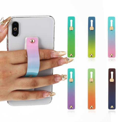 JIEYAO 6 Pcs Phone Loop Finger Holders, Cell Phone Grip Strap, Portable Finger Strap Stand Telescopic Finger Kickstand Universal Mobile Phone Holder for Most Smartphones
