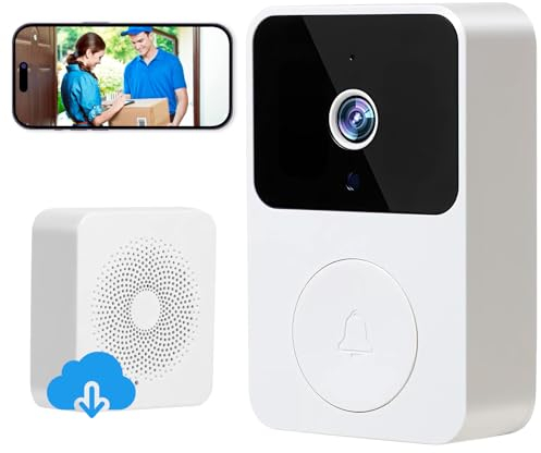 Mucek Türklingel mit Kamera, Smarte Personenerkennung W-LAN HD klingel mit Kamera, 2-Wege-Audio, Fernzugriff Video Türsprechanlage Cloud-Speicher