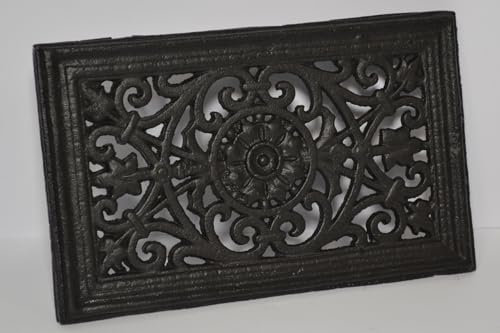 SEZAM OZ110 Grille d'aération en fonte, 23 x 2,5 x 14,5 cm, pour poêles en faïence, fours à bois et cheminées, grille d'air pour four, noire