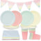 Talking Tables Decoraciones de fiesta en tonos pastel para 16 invitados, cumpleaños, té de la tarde, artículos para fiestas, baby shower, platos de papel, servilletas desechables, vasos, manteles