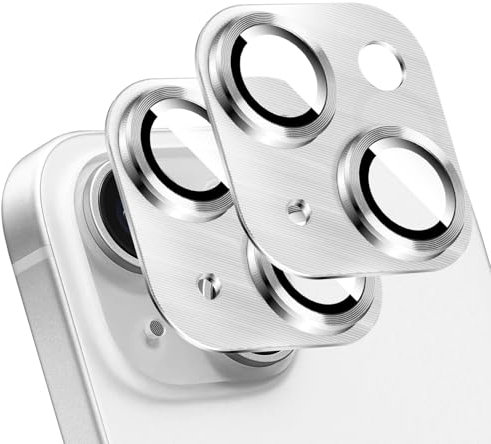 LucBuy 2 Pièces Protecteur D'objectif D'appareil Photo pour 11, Décoration de Téléphone en Aluminium à Texture 3D, Protection Complète de L'appareil Photo en Titane