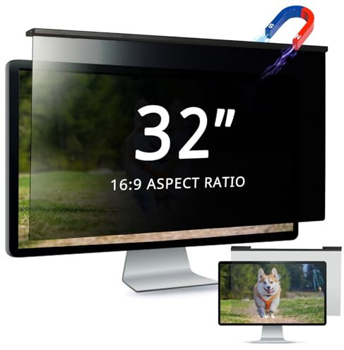EliWhale Removable Hanging Computer Privacy Screen Filter, 32 Inch 16:9 HD Anti-blue light & Anti-glare Computer Monitor Screen Privacy Screen Protector, Width x Height is 28.8x 17.1(731mm x 435mm)