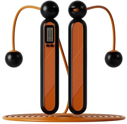Flintronic Corde à Sauter Intelligente avec Compteur, Corde a Sauter sans Fil Réglable, Jump Rope avec Roulements à Billes en Acier et Poignées Antidérapantes, pour Adulte, Enfant - Orange