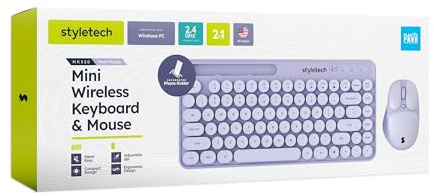 styletech MK520 Wireless Pastel Keyboard and Mouse Bundle - Lavender Purple, PC Compatible