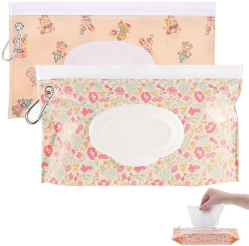 Baby Wet Wipes Pouches, 2 pièces Baby Wet Wipes Dispensers, Voyage Wet Wipes Bags, Distributeur de Lingettes pour Bébé Porte-lingettes Portable
