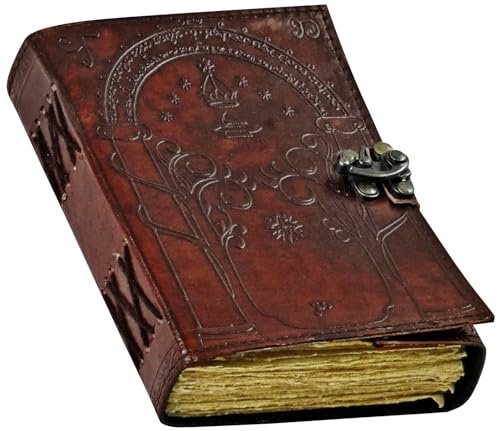 Doors of Durin Tolkien Tagebuch aus geprägtem Leder, Motiv: Herr des Ringes, Buch Hobbit, Jrr Tolkien Bücher, Herr der Ringe, Buch der Schatten, Notizbuch, Grimoire, Hexereibedarf