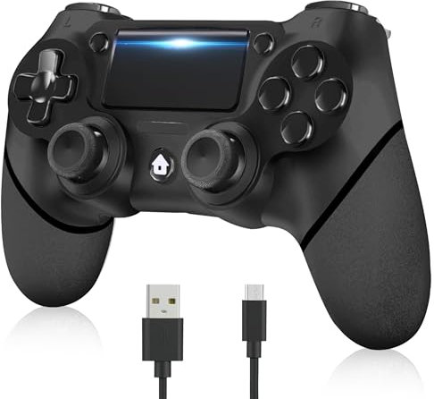 YUYIU Aggiornamento Wireless Controller per Ps4 Remote Plays-tation 4/Slim/Pro/PC, Controllori con Doppio Vibrazione Shock Speaker, Jack per Cuffie Touch Pad Six Axis Motion Control (Luminoso nero)