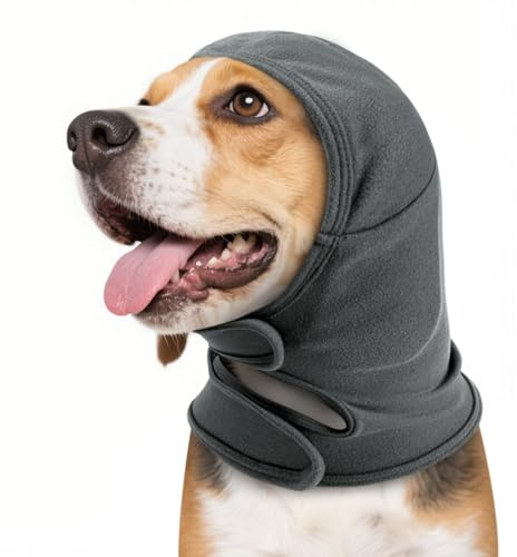 IECOii Haustier Snood Ohrenschutz,Kapuzenpullis für Hunde,Hund Ohrenschützer für Hunde Gehörschutz Hund Hoodie,HundOhrenschützer Lärmschutz Haustier Snood fürHunde und Katzen(Grau,L)