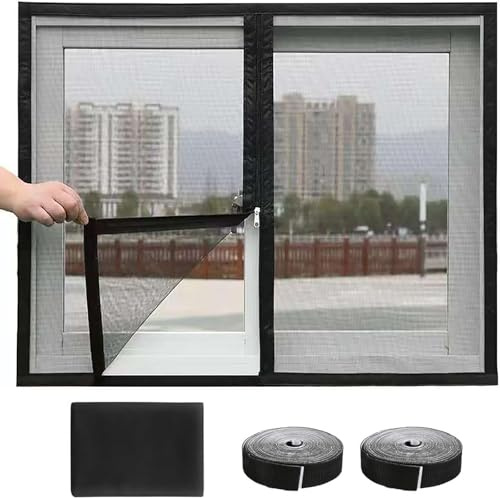 75x110cm Moustiquaire Fenêtre Filet Anti-Moustique avec Bande Auto-Agrippante Moustiquaire sans Perçage Moustiqaire Scratch pour Fenêtre & Porte