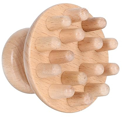 Kreativer Kopfmassagekamm aus Buchenholz, 1 Stück, Handgeschnitzt | Sanfte Kopfhautpflege, Glatte Form mit Natürlichen Linien, für Reisen und Draußen, Familiäre Anwendung