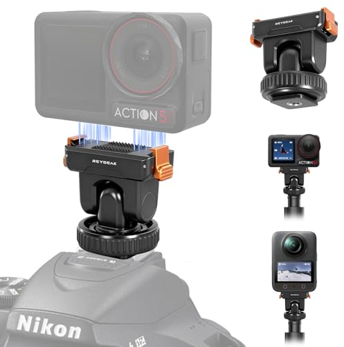 REYGEAK Cold Shoe Action Kamera Magnetische Schnellspanner-Adapterhalterung, Stativhalterung für DJI Osmo 360/Action 5 Pro Adapterhalterung mit 1/4“ Schraubenloch für Osmo Action 3/4 Kamera Zubehör