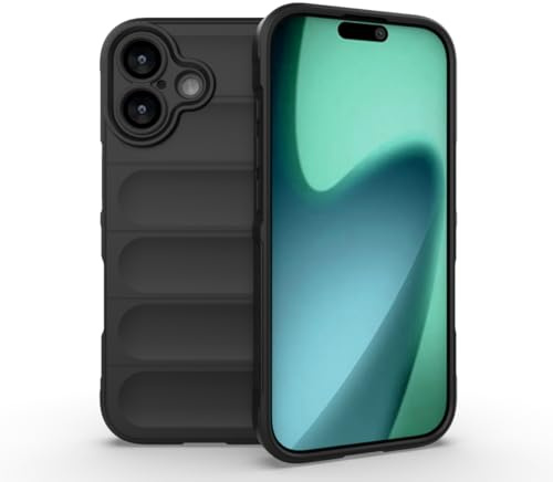 RankOne Airbag Flüssigsilikon Handyhülle für Smartphone, Compatible with iPhone 17 (6.3 Inches), Shield Shock Resistant Phone Cover Protector - Schwarz