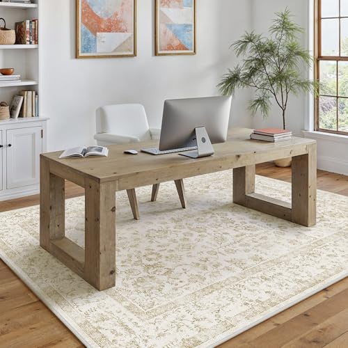 PureCozy Teppich Wohnzimmer Beige 160x230cm Waschbarer rutschfest Teppiche