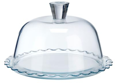 Glass Cake Stand with Dome Lid - Elegant Clear Serving Plate for Cakes, Pastries, Cupcakes & Cheese – Decorative Glass Display with Handle, Ideal for Parties, Afternoon Tea & Kitchen Storage