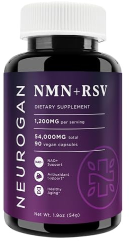 Neurogan NMN + Resveratrol Capsules – Cellular Health & Energy Support – 1200mg Nicotinamide Mononucleotide and Trans-Resveratrol per Serving, 90 Count